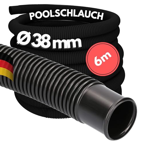 6 Meter Amapool Basics Poolschlauch 38mm, schwarz I Schwimmbadschlauch 38 mm I Schlauch für Poolpumpe I flexibler Pumpenschlauch I Made in Germany I Chlorbeständig I Formstabil I Trittfest von Amapool