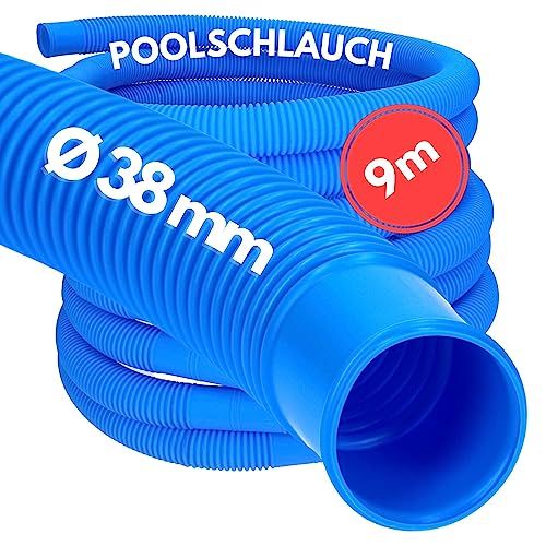 9 Meter Amapool Basics Poolschlauch 38mm, blau I Schwimmbadschlauch 38 mm I Schlauch für Poolpumpe I flexibler Pumpenschlauch I Made in Germany I Chlorbeständig I Formstabil I Trittfest von Amapool