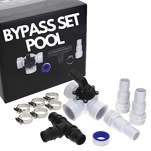 Amapool Bypass Set Pool 38mm I 12-teiliges Set für Poolheizung und Sandfilteranlage I 3-Wege-Ventil Pool I Anschlussset Pool I Komplettset für Poolschlauch 32mm und 38mm von Amapool