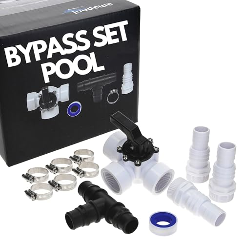 Amapool Bypass Set Pool 38mm I 12-teiliges Set für Poolheizung und Sandfilteranlage I 3-Wege-Ventil Pool I Anschlussset Pool I Komplettset für Poolschlauch 32mm und 38mm von Amapool