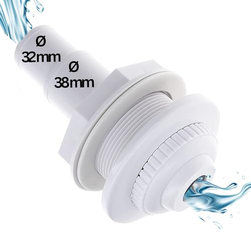 Amapool Einströmdüse 14 cm I Einlaufdüse für Pool mit Schlauchtülle 38/32mm I Standard Beckeneinlaufdüse I Pooldüse Verstellbarer Düsenkopf I 32mm und 38mm Schlauchanschluss I 14cm lang von Amapool