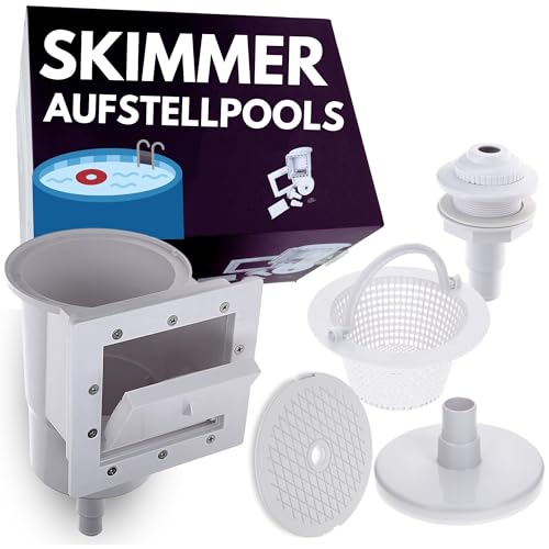 Amapool Einbauskimmer Set I Pool Skimmer Set I Standard Skimmer Set Komplettset mit Einlaufdüse I Universal Ersatzteil für Standardaufstellpools von Amapool