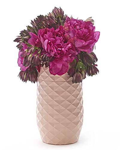 The Amaranth-Vase, einzigartiges Design für einfachen Wasserablauf und Zugang zum Stiel, schlagfestes Kunststoff- und Marmor-Mischgewebe, die clevere Vase für Blumenarrangements (Blush Pink) von Amaranth Vase Company
