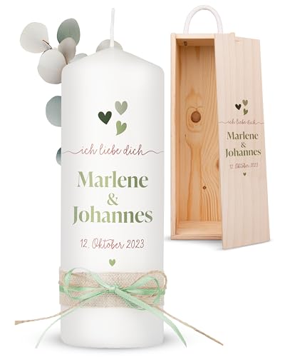AMARI ® Personalisierte Jahrestagskerze - Ewige Liebe 20/7 cm (002.07.10) - Individuelle Kerze mit Namen & Aufschrift - Geschenk zum Jahrestag - Handgefertigt in Deutschland von Amari