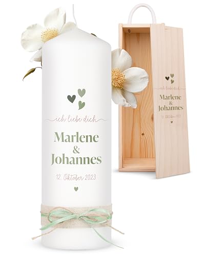 AMARI ® Personalisierte Jahrestagskerze - Ewige Liebe (002.07.10) H:25cm - Individuelle Kerze mit Namen & Aufschrift - Geschenk zum Jahrestag - Handgefertigt in Deutschland von Amari