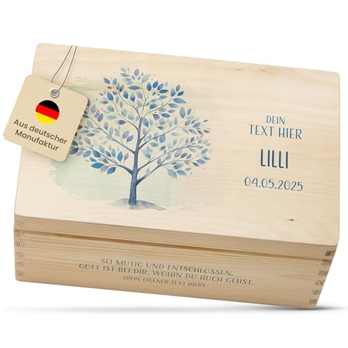 Amari® Personalisierte Holzkiste (Baum des Lebens) | Erinnerungsbox aus Holz zur Taufe, Kommunion, Konfirmation, Firmung, Ostern | Geschenk für Mädchen & Jungen von Amari