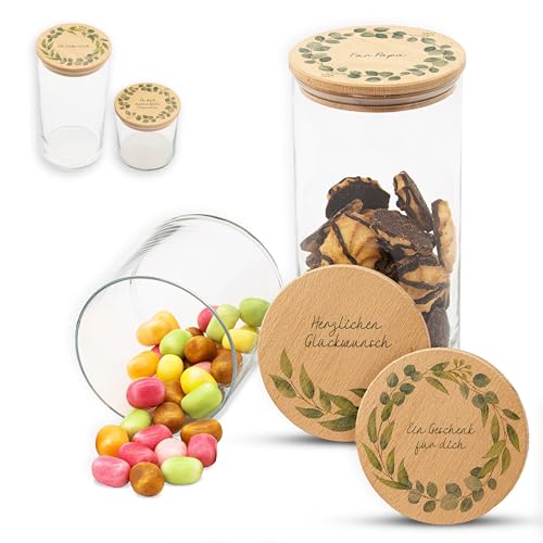 Amari ® Personalisierte Vorratsgläser (3er Set) mit Deckel - Aufbewahrungsdose für Küche, Hochzeit & besondere Anlässe - Keksdose, Nervennahrung, Vorratsglas, Erinnerungsglas (003.05.01) von Amari