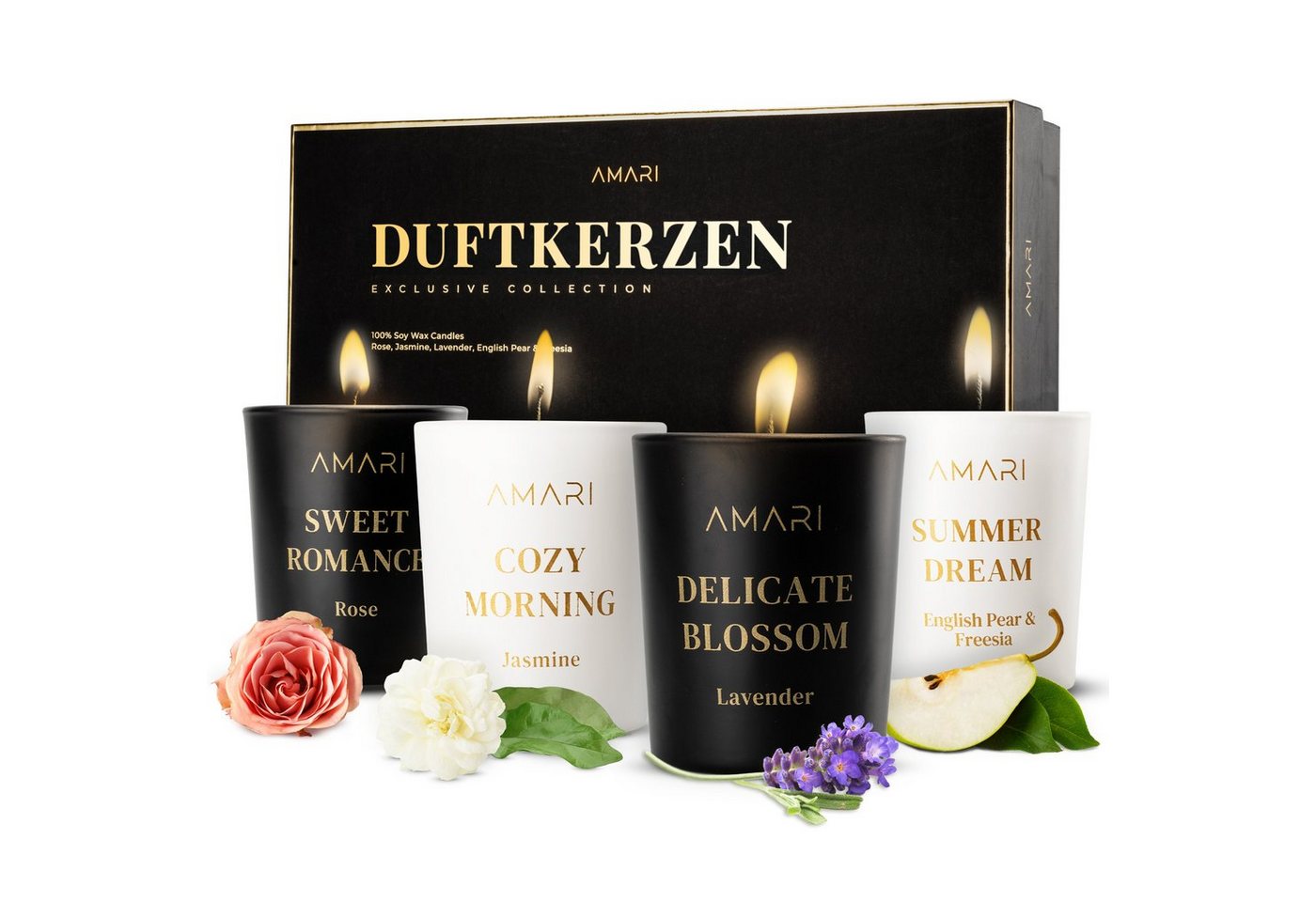 Amari Duftkerze AMARI® Duftkerzen Set mit 4 Aromen von Amari