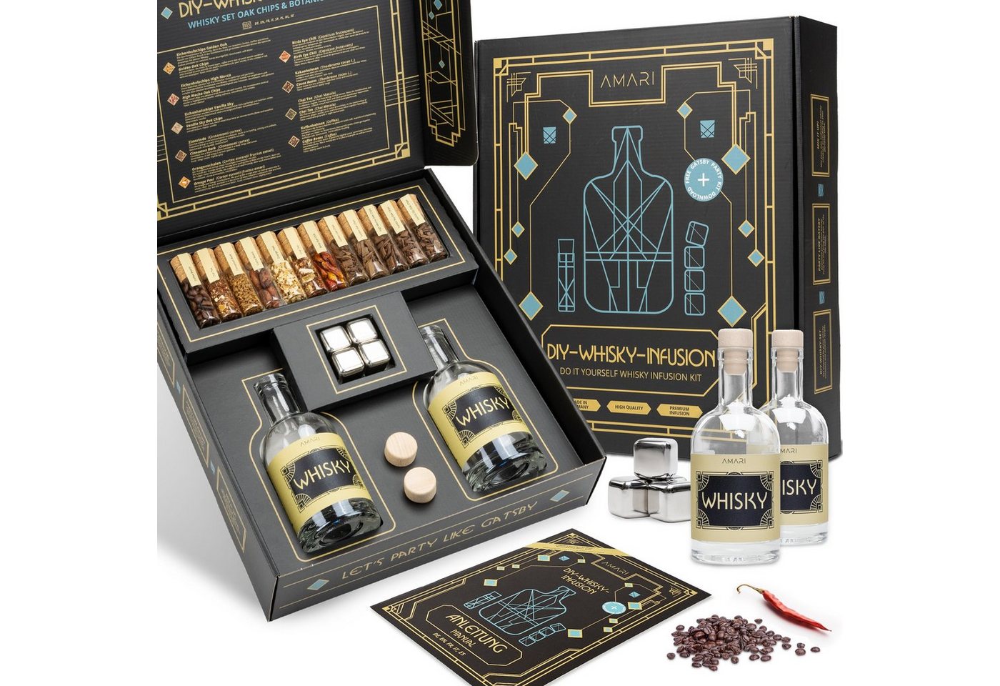 Amari Geschenkbox AMARI®, DIY Whisky Set - zum Selber machen, Geschenkset inkl. Zubehör von Amari