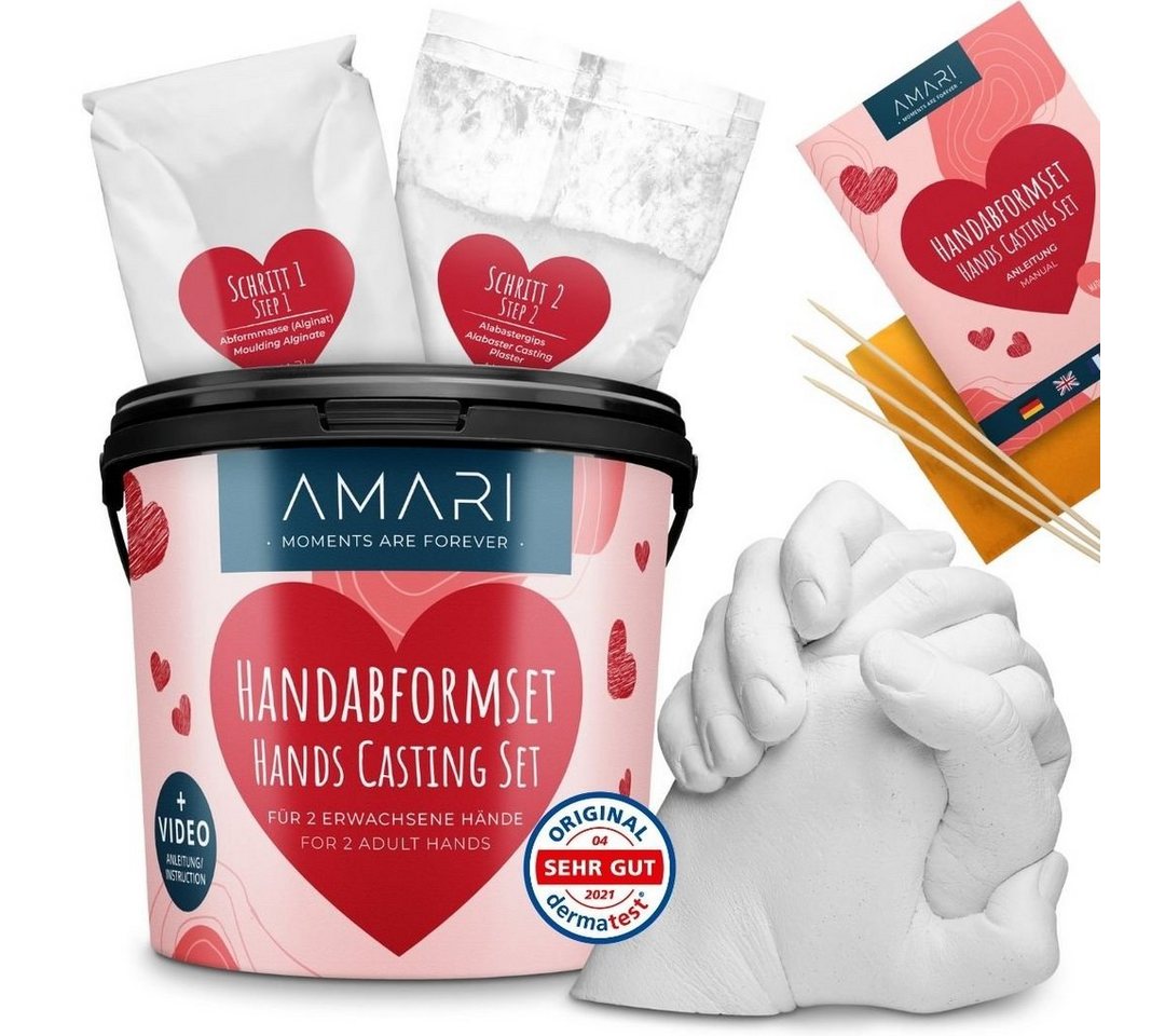 Amari Geschenkbox AMARI® Handabdruck Set für Paare - 3D Gipsabdruck Set Familie von Amari