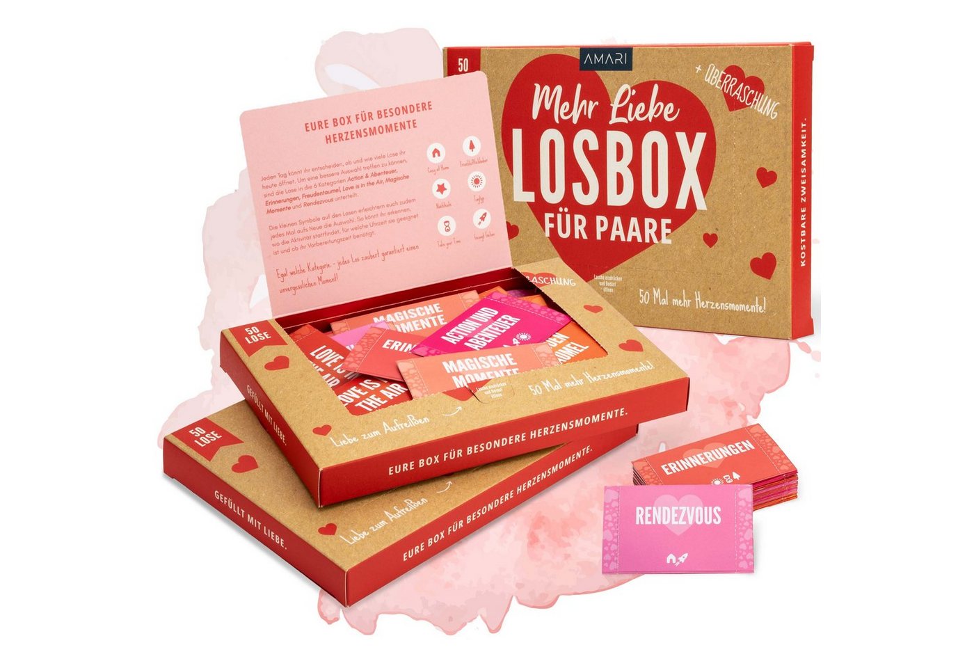 Amari Geschenkbox AMARI ® Losbox für Paare für 50 unvergessliche Momente - 50 Lose von Amari