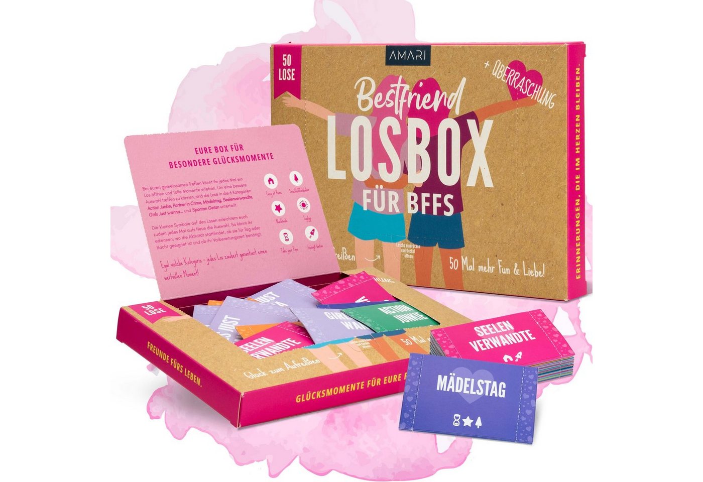 Amari Geschenkbox AMARI ® Losbox für die Beste Freundin - Geschenk für Frauen & Mädchen von Amari