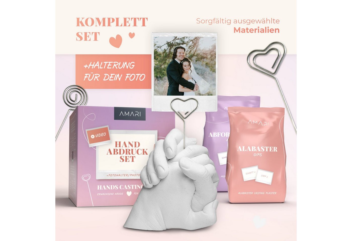 Amari Handabdruck-Set AMARI® Gipsabdruck Set Hände - Handabdruck Set für Paare von Amari