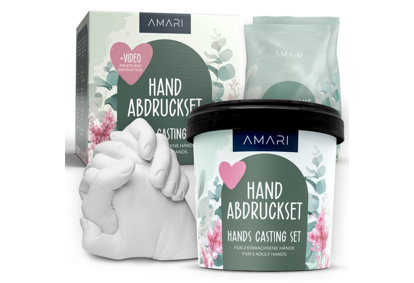 Amari Handabdruck-Set AMARI® Gipsabdruck Set Hände - Handabdruck Set für Paare von Amari