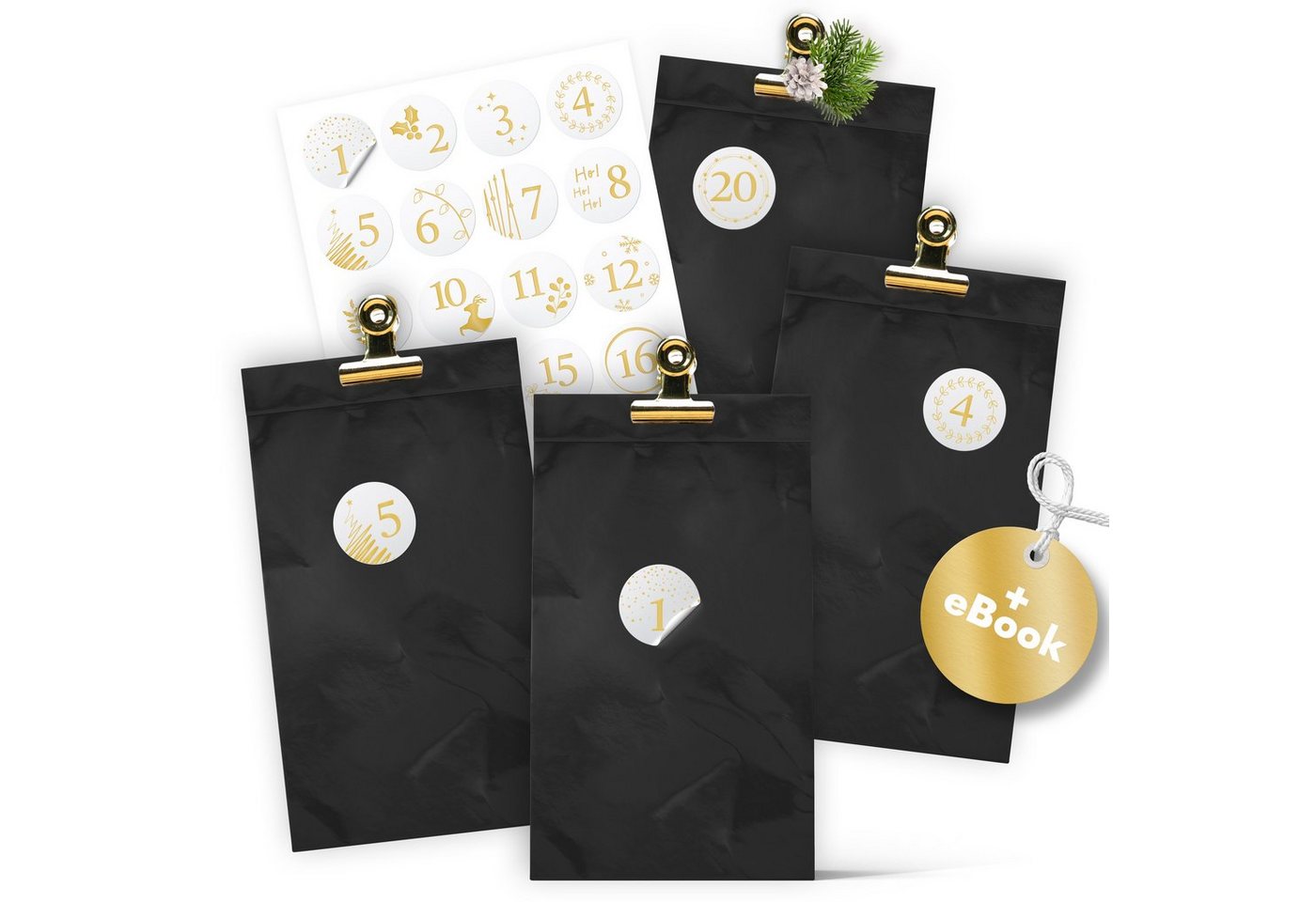 Amari befüllbarer Adventskalender AMARI® Adventskalender Tüten zum Befüllen mit Klammern von Amari