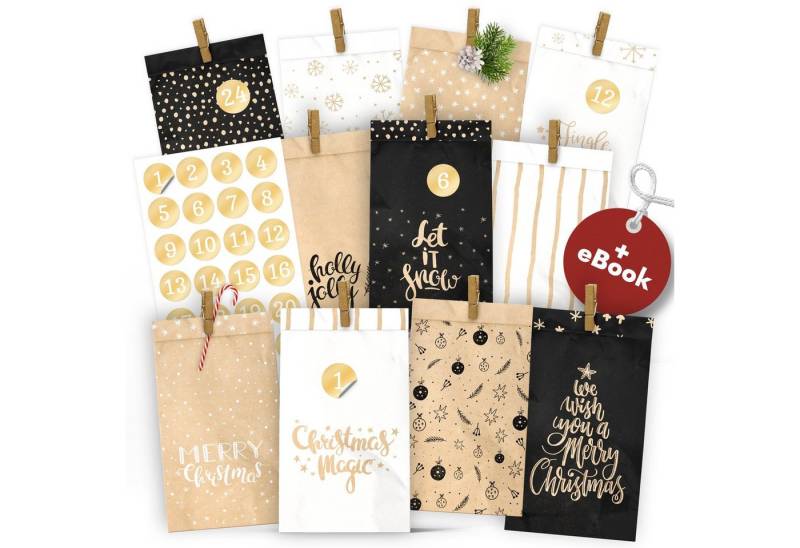 Amari befüllbarer Adventskalender AMARI® Adventskalender Tüten zum Befüllen mit Klammern von Amari