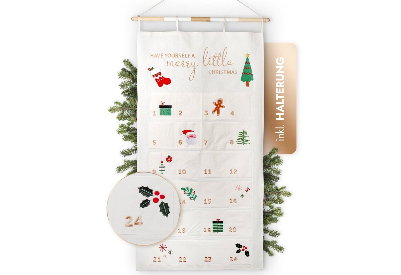 Amari befüllbarer Adventskalender AMARI ® Adventskalender zum Befüllen - Wandkalender mit 24 Fächern von Amari