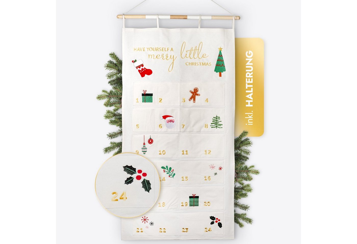 Amari befüllbarer Adventskalender AMARI ® Adventskalender zum Befüllen - Wandkalender mit 24 Fächern von Amari