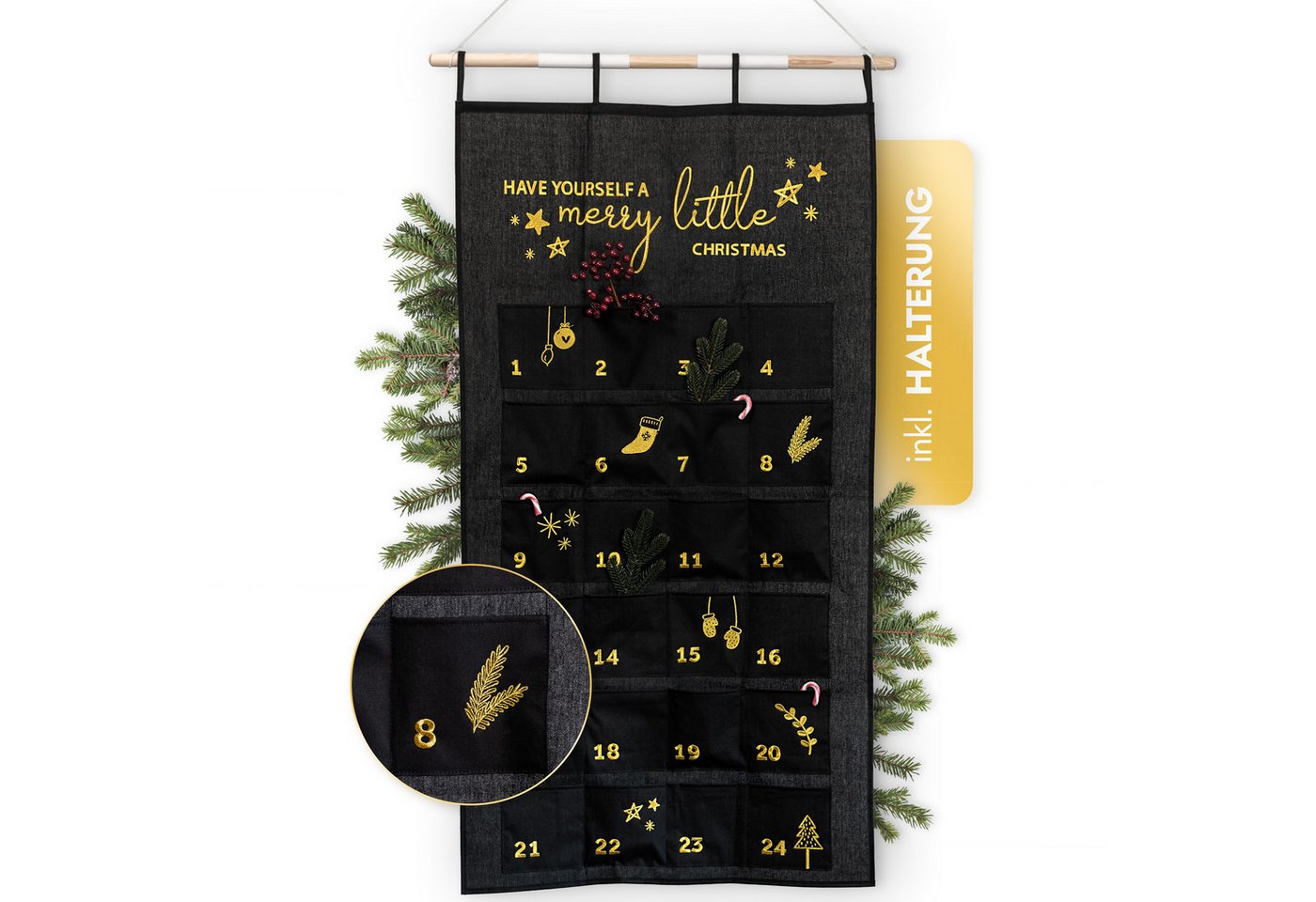 Amari befüllbarer Adventskalender AMARI ® Adventskalender zum Befüllen - Wandkalender mit 24 Fächern von Amari