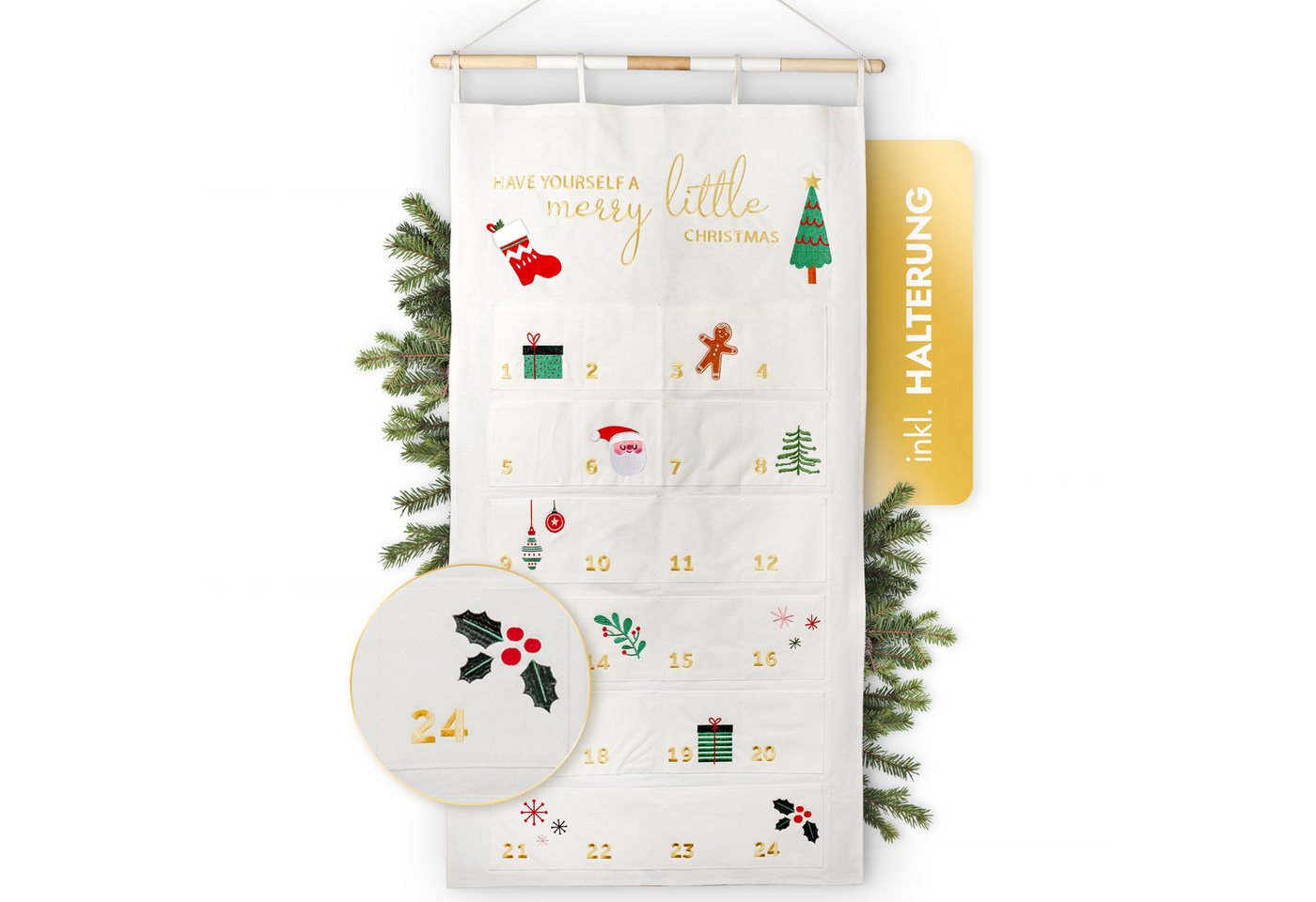 Amari befüllbarer Adventskalender AMARI ® Adventskalender zum Befüllen - Wandkalender mit 24 Fächern von Amari