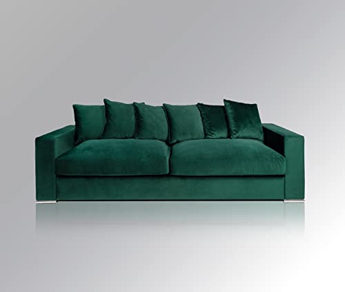 Amaris Elements | 4 Sitzer Sofa 'Monroe' 2.65m Big Sofa grün Samt XXL Couch in 5 Farben + 4 Größen von Amaris Elements