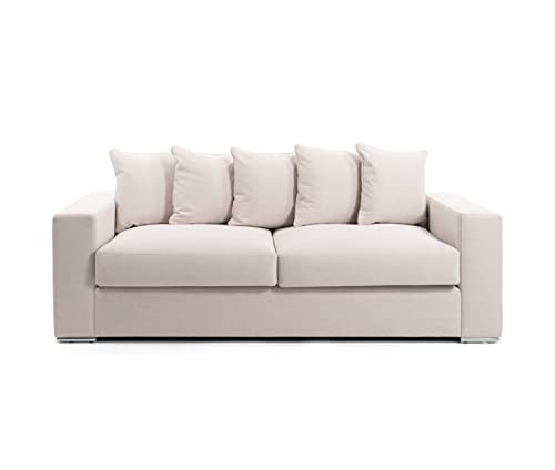 Amaris Elements | 'Cooper' 3 Sitzer Sofa Stoffbezug Greige/beige 2.25m in 5 Farben und 4 Größen von Amaris Elements
