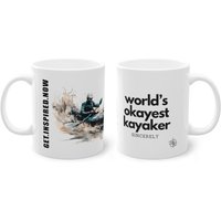 Kayak Worlds Okayest Get.inspired.now Becher, Wassersport, Natur, Geschenk, Kaffeetasse, Grafik, Ursprüngliches, Flussspaß, Satz Auf Lustiges von AmaritaPrints