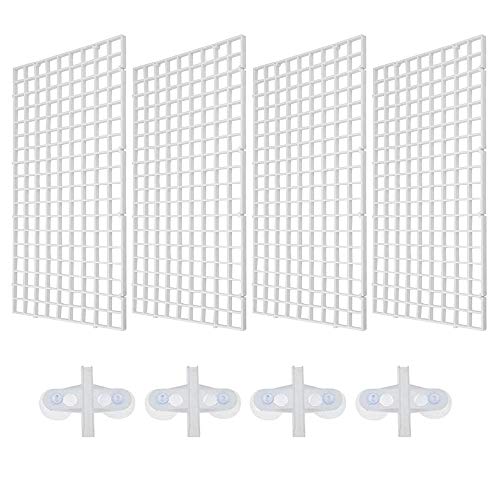 4 Stück Aquarium Ei Kiste, Aquarium Trennwand Fisch Tank Teiler Kunststoff Gitter Teiler Tablett Isolation Board Grid mit Saugerclips (Weiß) von Amasawa