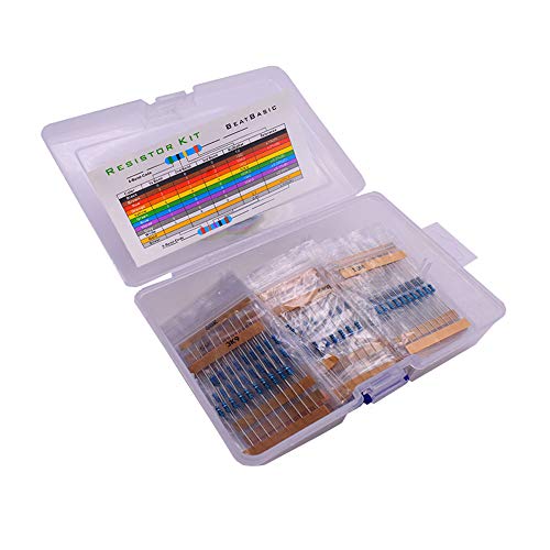 500 Stück Widerstände Sortiment Kit,Metallschichtwiderstand,50 Wert 1% Widerstand Kit,10 pro Wert, (1R - 10M) 1 / 4W Metallschichtwiderstand für Heimwerker und Experimente (Kunststoffbox) von Amasawa