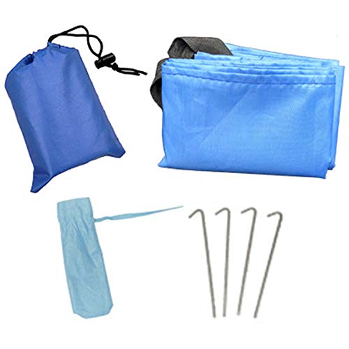 Amasawa 150 * 165 cm Outdoor Camping Picknick Decke Mini Klappmatte Portable mit 4 Zeltstöpsel für Park BBQ, Strand, Reisen, Camping und Picknick (Blau) von Amasawa