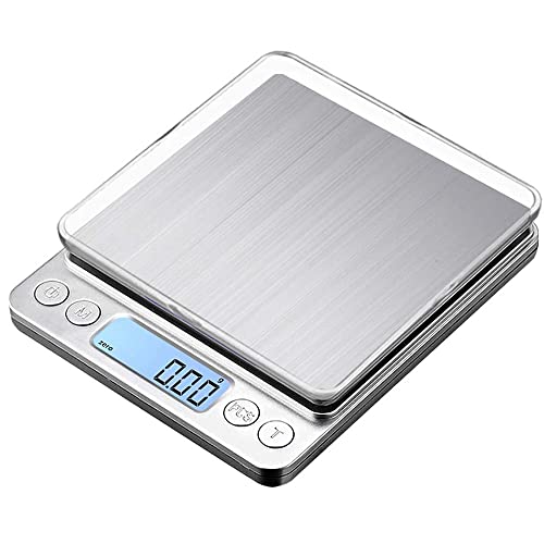 Edelstahl Waage Küche, Mini Digitale Taschenwaage, Edelstahl Cuisine Waage, Elektronische Edelstahl Waage, für Backen Zutaten Schmuck Briefmarken und Kaffee Edelstahl Wi Egefläche, 0.01g-500g von Amasawa