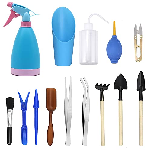 14 Stück Mini Garten Handwerkzeuge Set, Sukkulente Handwerkzeuge Set, Pflanz Handwerkzeuge Set, Garten Handwerkzeuge Set, für Gärten und Sukkulenten Topfpflanze, Gartenpflege von Amasawa