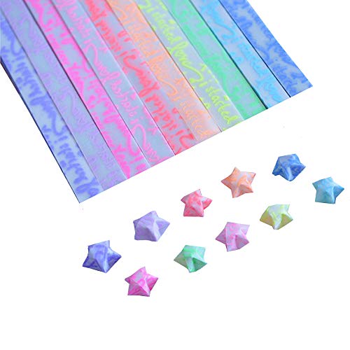 Origami Sternenpapier,Leuchtendes Sternenpapier,leuchtet im Dunkeln, 600 Blatt, 10 Farben,Geeignet für Geburtstagsgeschenke, Weihnachtsdekorationen usw von Amasawa