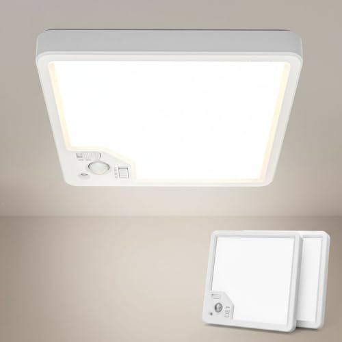 2 Stück Deckenlampe mit Bewegungsmelder–18W 1800LM LED Deckenleuchte, Flache Lampe mit Bewegungssensor Innen, 3 Farbtemperaturen, mit Radar Bewegungssensor und Dämmerungssensor für Flur Keller Balkon von AmazeFun