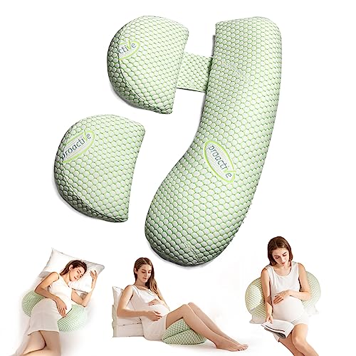 Schwangerschaftskissen für Schwangere mit abnehmbarem Bezug - Komfortables Stillkissen und Stützkissen während der Schwangerschaft kissen - ideales Kissen für Frauen in der Schwangerschaft (Grün) von AmazeFun