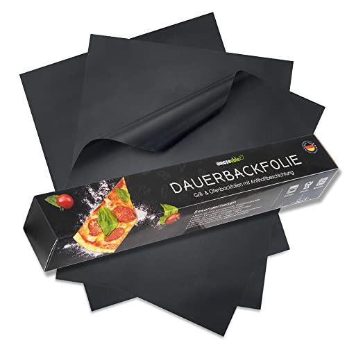 Amazeable® Dauerbackfolie für Backofen und Grill 3er Set langlebig bis 260°C - 33x40 cm zuschneidbar - 100% Antihaftbeschichtung - Grillmatte für Gasgrill Backpapier wiederverwendbar von Amazeable