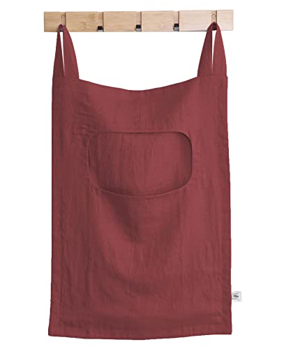 Amazhiyu Wäschekorb zum Aufhängen, 100 % Leinen, vielseitig verwendbar, zum Aufhängen an der Tür, 48 x 68 cm, Rot von Amazhiyu