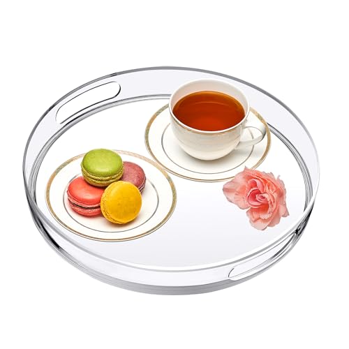 Amazing Abby Sultana Serviertablett aus Acryl, transparent, rund, 30,5 cm Durchmesser, Kunststoff-Tablett-Organizer, platzsparend mit integrierten Griffen, perfekt für Couchtisch, Küchentheke und Amazing Abby Sultana Serviertablett aus Acryl, transparent, rund, 30,5 cm Durchmesser, Kunststoff-Tablett-Organizer, platzsparend mit integrierten Griffen, perfekt für Couchtisch, Küchentheke und von Amazing Abby