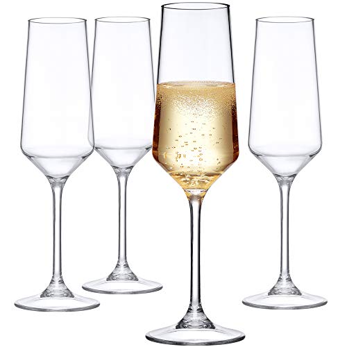 Amazing Abby Unzerbrechliche Tritan Champagnerflöten (4er Set), bruchsichere Kunststoff Weingläser für Champagner, BPA-frei und bleifrei, spülmaschinenfest von Amazing Abby