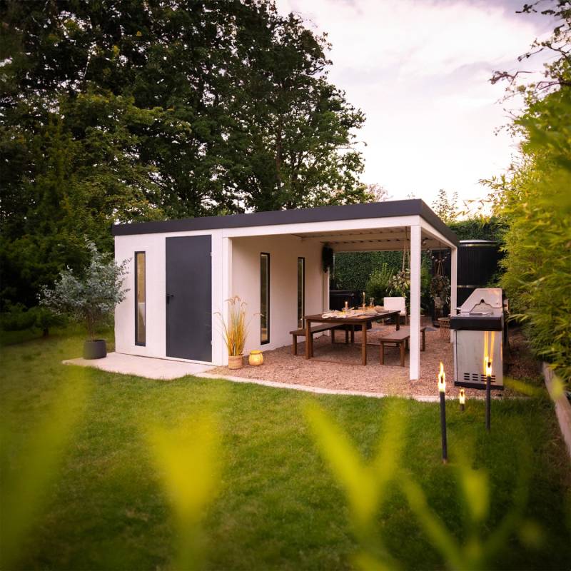 Amazing Spaces Gartenhaus Urban One Typ 7 Überdachung Rechts 250 x 256 cm Weiß von Amazing Spaces