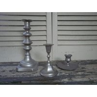 3 Kerzen Messinghalter Gemalt Silber Matillic Elegent Set Von Kerzenhalter Messing Gemalt von AmazingCollections