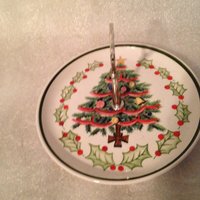 Geo. Z. Lifton Handgemalt Kleine Portion Teller Gold Griff Weihnachtsbaum Mit Holly Und Beeren von AmazingCollections