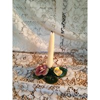 Nuova Capodimonte Zarter Kerzenhalter Mit Rosenknospen Und Blättern Made in Italy Centerpiece Applizierte Porzellan Rosen von AmazingCollections