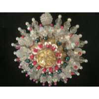 Vintage Handgemachter Weihnachtsbaum Große Ornament Perlen Stright Pins Strofoam Kugel von AmazingCollections