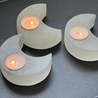 Selenit Kristall Halbmond Teelicht Edelstein Wohnkultur Versorgung Heilende Kristalle Und Steine von AmazingCrystals