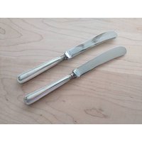 Antike Birks Sterling Silber 1902 Fiddle Faden Hohlgriff Paddle Frühstücksmesser 6 3/4" Mono E, 4Er Set von AmazingSilver21