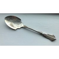 Antikes Sammlerstück Joseph Elliot & Söhne 1890 Geätzte Schale Konserven/Zuckerlöffel 6 1/2" von AmazingSilver21