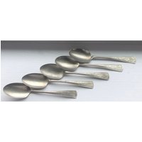 Antikes Sammlerstück Nickel Silber Blumen & Schmetterling Geätzter Teelöffel 5 1/2", 5Er Set von AmazingSilver21