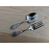Vintage Sammlerstück Whiting Sterling Little Bo Peep Baby Gabel & Löffel 3 1/2", 2Er Set Vintage Sammlerstück Whiting Sterling Little Bo Peep Baby Gabel & Löffel 3 1/2", 2Er Set von AmazingSilver21