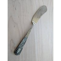 Vintage Siam Massiv Messing Und Sterling Eingelegt Buddha Griff Flacher Master Buttermesser 6 1/4 " von AmazingSilver21